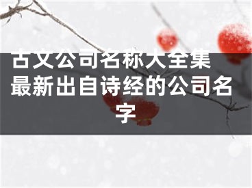 古文公司名称大全集 最新出自诗经的公司名字