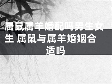 属鼠属羊婚配吗男生女生 属鼠与属羊婚姻合适吗