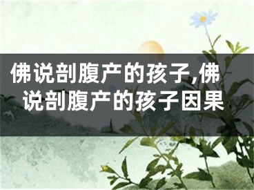 佛说剖腹产的孩子,佛说剖腹产的孩子因果