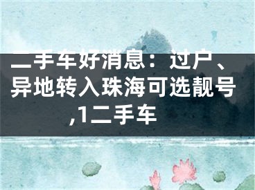 二手车好消息：过户、异地转入珠海可选靓号,1二手车