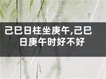 己巳日柱坐庚午,己巳日庚午时好不好