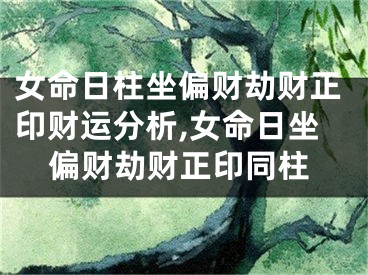 女命日柱坐偏财劫财正印财运分析,女命日坐偏财劫财正印同柱