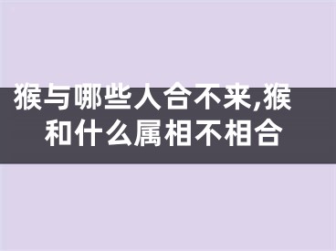 猴与哪些人合不来,猴和什么属相不相合