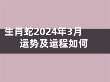 生肖蛇2024年3月运势及运程如何