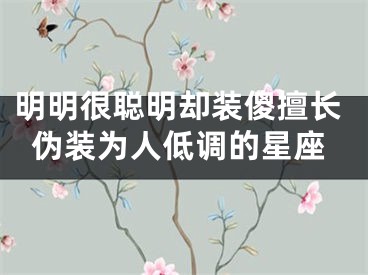 明明很聪明却装傻擅长伪装为人低调的星座
