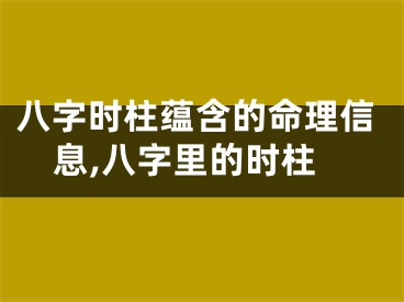 八字时柱蕴含的命理信息,八字里的时柱