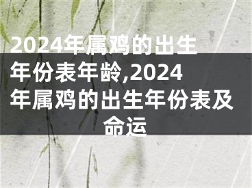 2024年属鸡的出生年份表年龄,2024年属鸡的出生年份表及命运