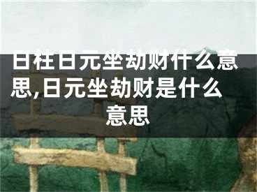 日柱日元坐劫财什么意思,日元坐劫财是什么意思