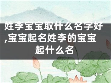 姓李宝宝取什么名字好,宝宝起名姓李的宝宝起什么名