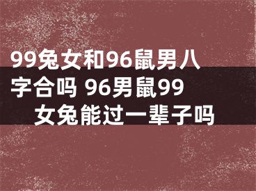 99兔女和96鼠男八字合吗 96男鼠99女兔能过一辈子吗