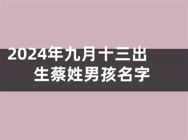 2024年九月十三出生蔡姓男孩名字