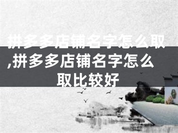 拼多多店铺名字怎么取,拼多多店铺名字怎么取比较好