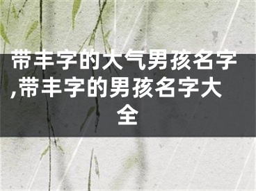 带丰字的大气男孩名字,带丰字的男孩名字大全