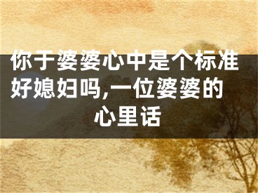 你于婆婆心中是个标准好媳妇吗,一位婆婆的心里话