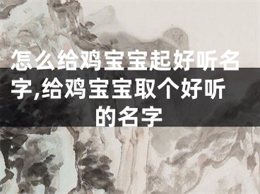 怎么给鸡宝宝起好听名字,给鸡宝宝取个好听的名字