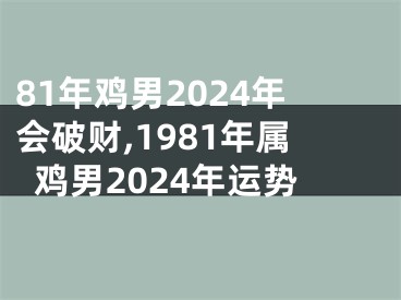 81年鸡男2024年会破财,1981年属鸡男2024年运势