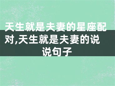 天生就是夫妻的星座配对,天生就是夫妻的说说句子
