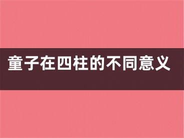 童子在四柱的不同意义