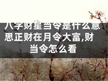八字财星当令是什么意思正财在月令大富,财当令怎么看