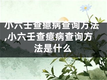 小六壬查癔病查询方法,小六壬查癔病查询方法是什么