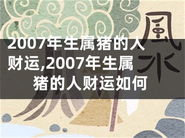 2007年生属猪的人财运,2007年生属猪的人财运如何