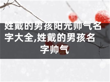 姓戴的男孩阳光帅气名字大全,姓戴的男孩名字帅气