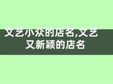 文艺小众的店名,文艺又新颖的店名