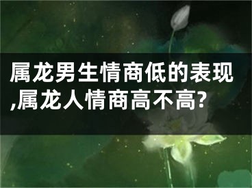 属龙男生情商低的表现,属龙人情商高不高?