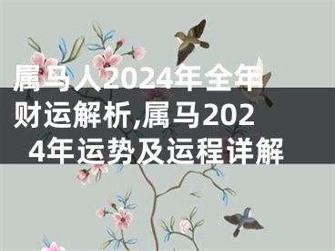 属马人2024年全年财运解析,属马2024年运势及运程详解
