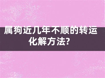 属狗近几年不顺的转运化解方法?