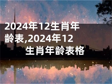 2024年12生肖年龄表,2024年12生肖年龄表格