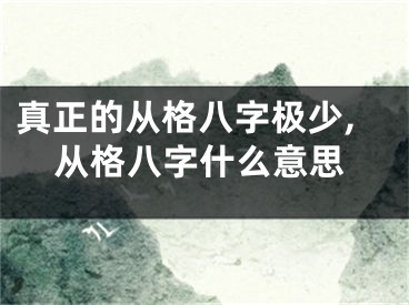 真正的从格八字极少,从格八字什么意思