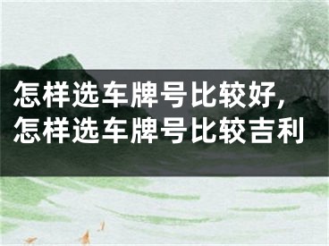 怎样选车牌号比较好,怎样选车牌号比较吉利