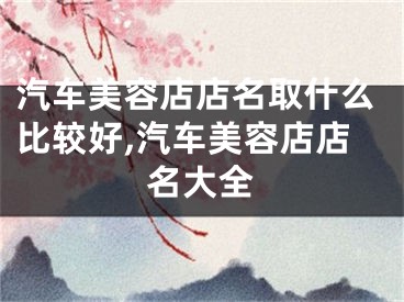汽车美容店店名取什么比较好,汽车美容店店名大全