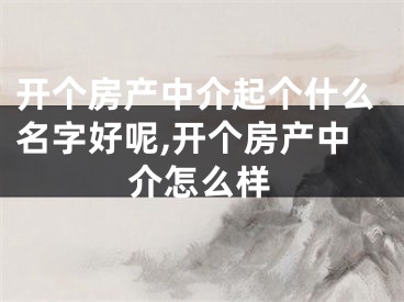 开个房产中介起个什么名字好呢,开个房产中介怎么样