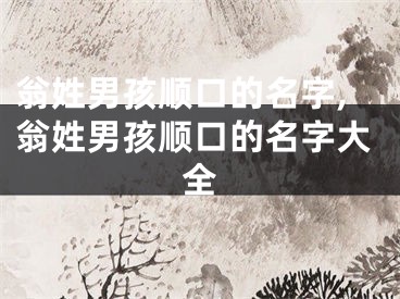 翁姓男孩顺口的名字,翁姓男孩顺口的名字大全