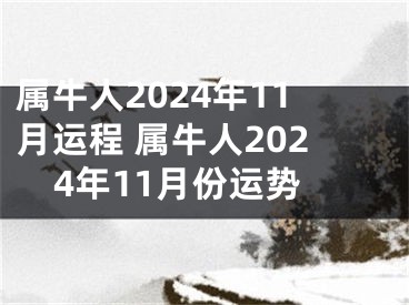 属牛人2024年11月运程 属牛人2024年11月份运势
