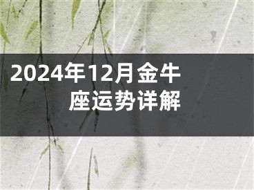 2024年12月金牛座运势详解