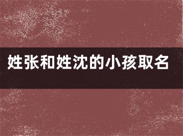 姓张和姓沈的小孩取名