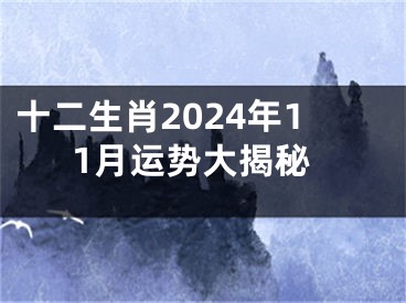 十二生肖2024年11月运势大揭秘
