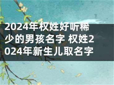2024年权姓好听稀少的男孩名字 权姓2024年新生儿取名字