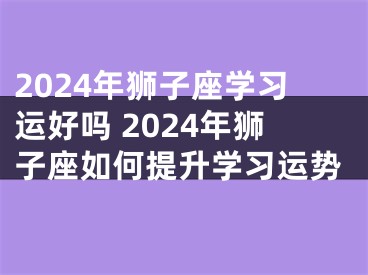 2024年狮子座学习运好吗 2024年狮子座如何提升学习运势