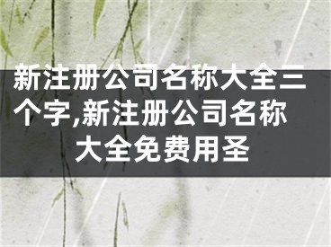 新注册公司名称大全三个字,新注册公司名称大全免费用圣