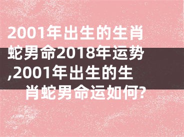 2001年出生的生肖蛇男命2018年运势,2001年出生的生肖蛇男命运如何?