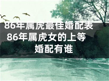 86年属虎最佳婚配表 86年属虎女的上等婚配有谁