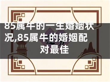 85属牛的一生婚姻状况,85属牛的婚姻配对最佳