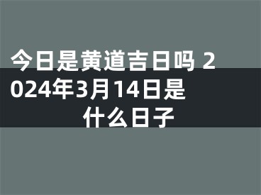 今日是黄道吉日吗 2024年3月14日是什么日子