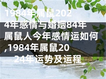 1984年属鼠2024年感情与婚姻84年属鼠人今年感情运如何,1984年属鼠2024年运势及运程