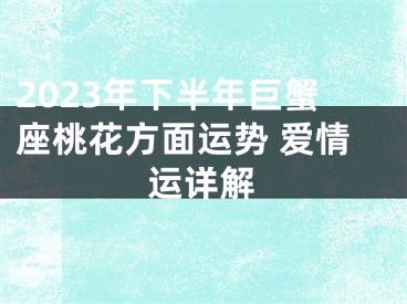 2023年下半年巨蟹座桃花方面运势 爱情运详解