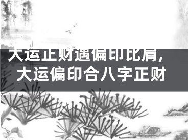 大运正财遇偏印比肩,大运偏印合八字正财